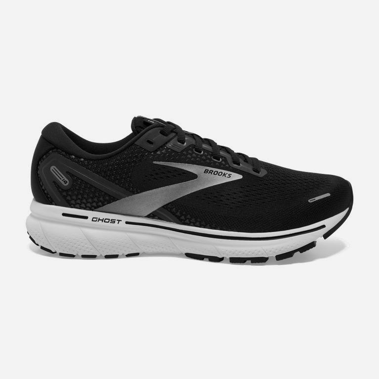 Brooks Women's Ghost 14 Cushioned Road Running Shoes Singapore - Black/White/Silver (73864-PIJC)